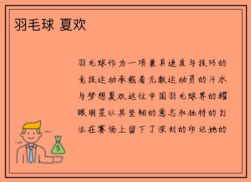 羽毛球 夏欢