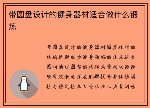 带圆盘设计的健身器材适合做什么锻炼